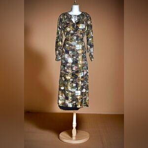 Anthropologie Black and Gold Long Sleeve Dress